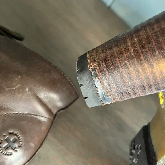 VTG Rare Dr. Doc Martens Viviana Leather Brown Booties heel 3" W7 steam punk - Picture 8 of 14